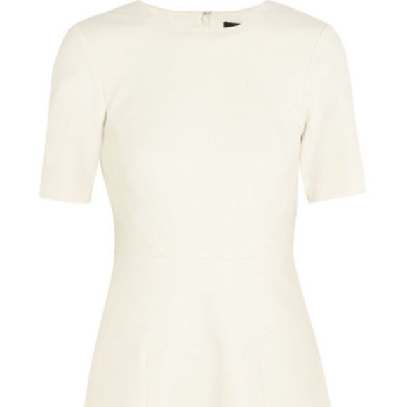 💙 Tibi Paneled stretch crepe mini dress sz M Little White Dress with Sleeves - Picture 6 of 7
